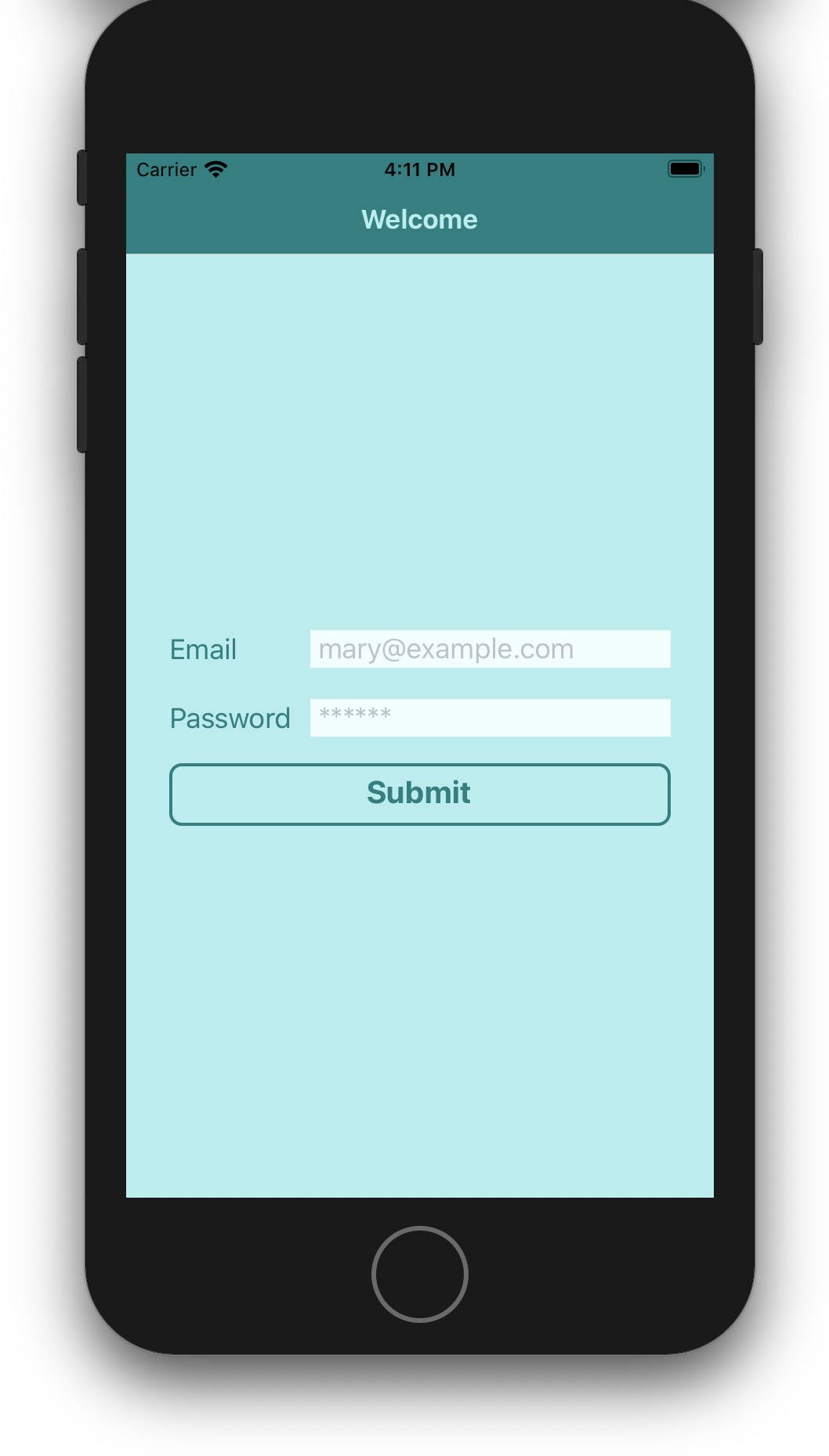 React Native WelcomeScreen Screenshot